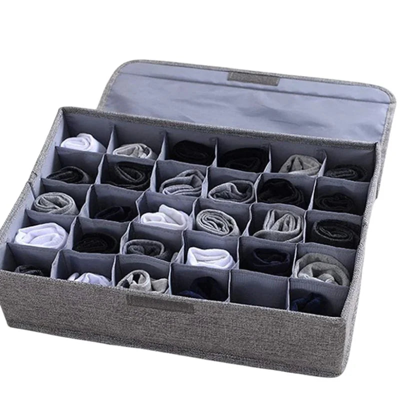 Pack of 2 ---Storage Organizer with Lid | Foldable Drawer Divider | 24 Cells | Non-Woven Fabric |