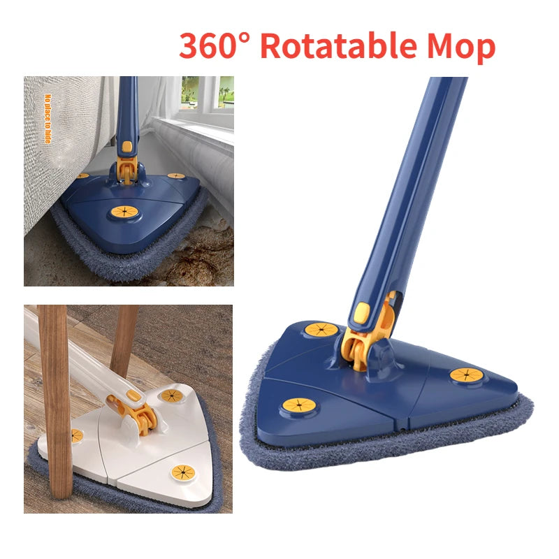 360° Twist Rotatable Triangle Mop with Long Handle Auto Squeeze Design for Floor, Wall, and Ceiling Cleaning Multi-surface cleaning mop
