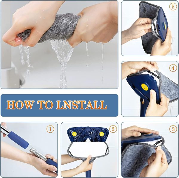 360° Twist Rotatable Triangle Mop with Long Handle Auto Squeeze Design for Floor, Wall, and Ceiling Cleaning Multi-surface cleaning mop